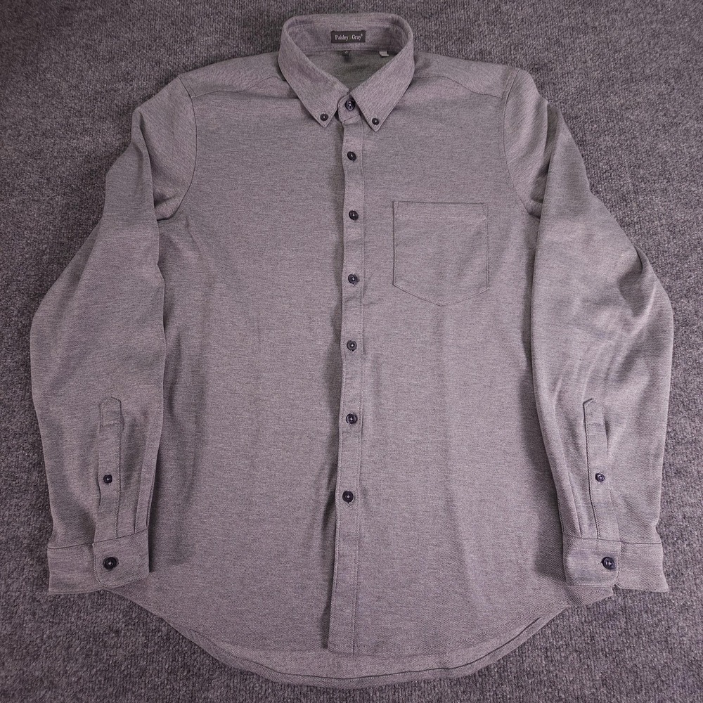 Paisley & Gray Shirt Mens‎ Large Gray Button Down Long Sleeve Stretch Casual